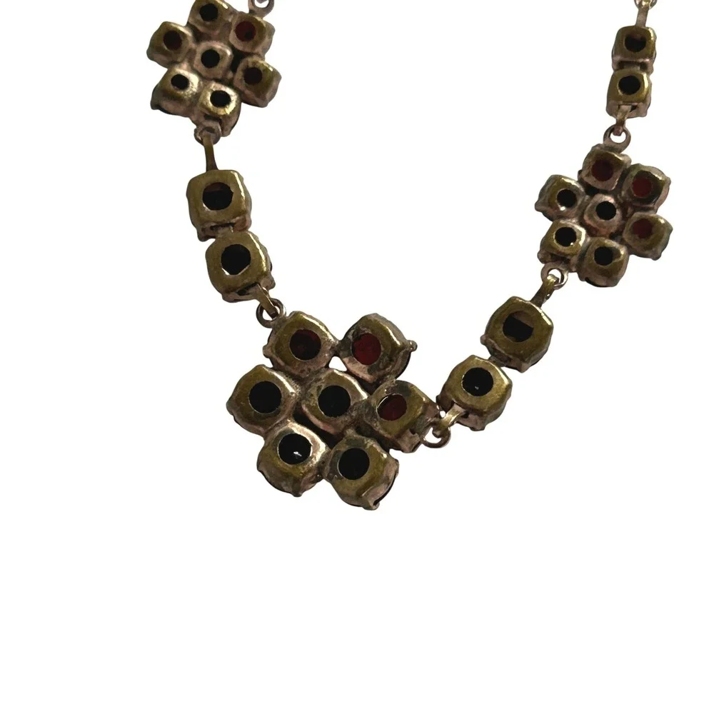 Estate Gothic Victorian Floral Cluster Necklace Red Dark Academia Whimsigoth